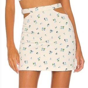 NWT WeWoreWhat Ivory Watercolor Ditsy Floral Cut-Out Skirt